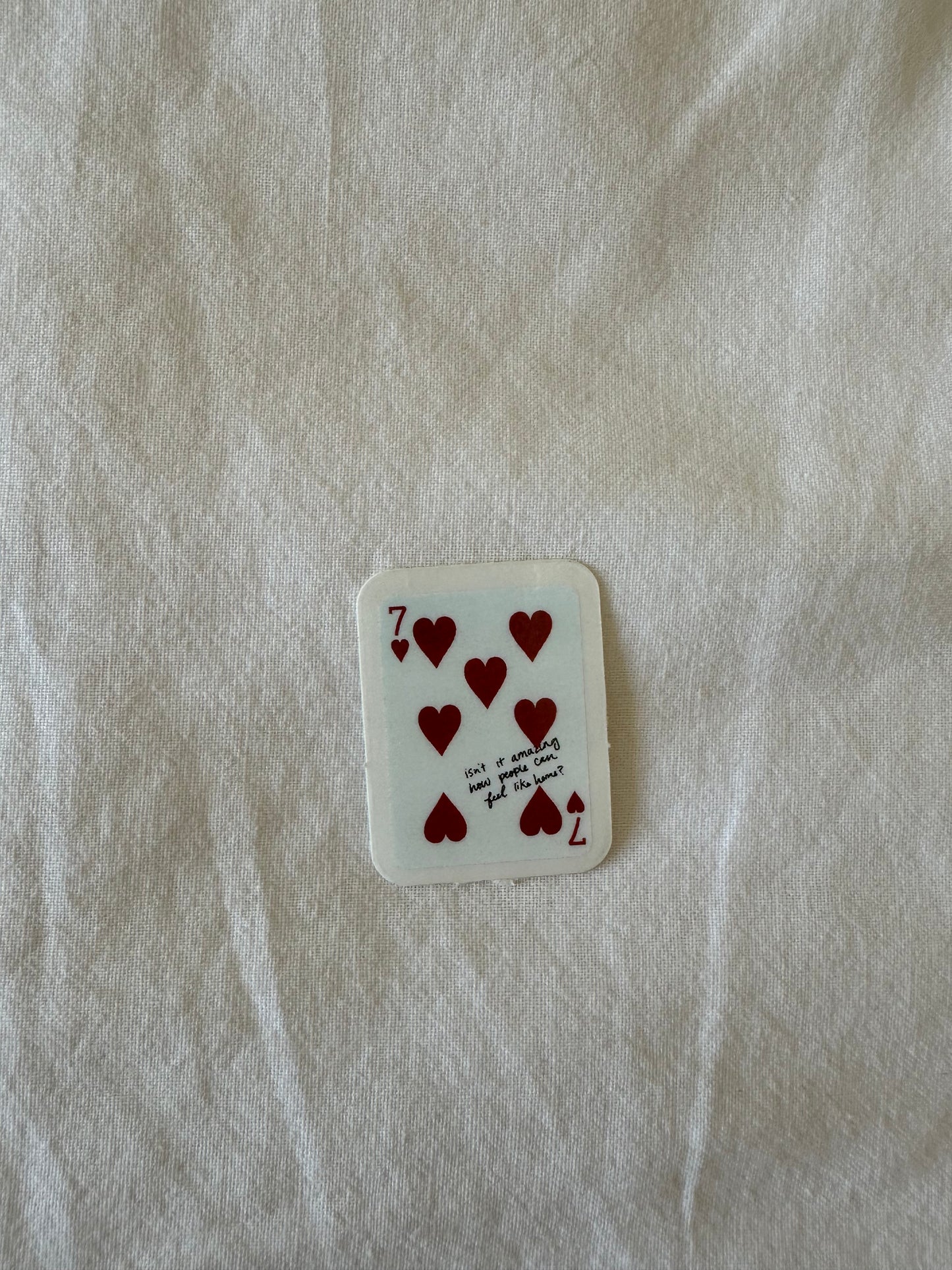 7 of Hearts Playing Card Clear Sticker